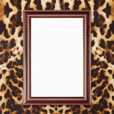 leopar doku boş ahşap çerçeve 