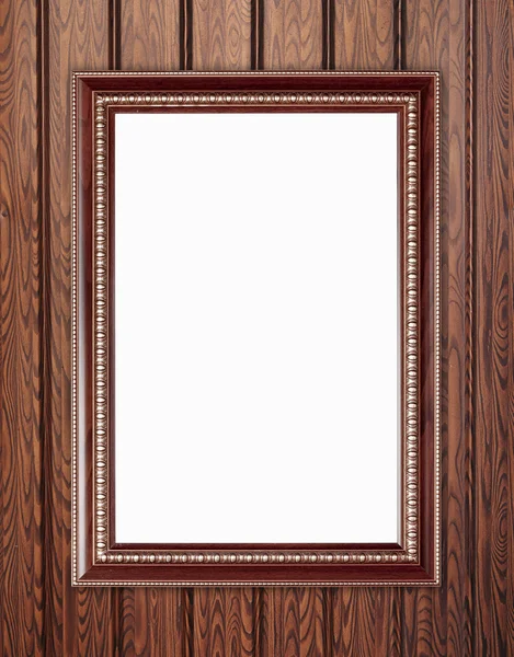 Prázdný rámeček dřevo na dřevo zeď — Stock fotografie