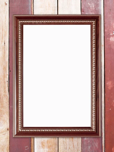 Blank wood frame on wood wall — Stock Photo, Image