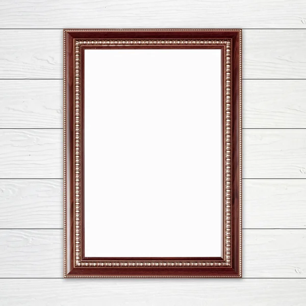 Quadro de madeira em branco na parede de madeira — Fotografia de Stock