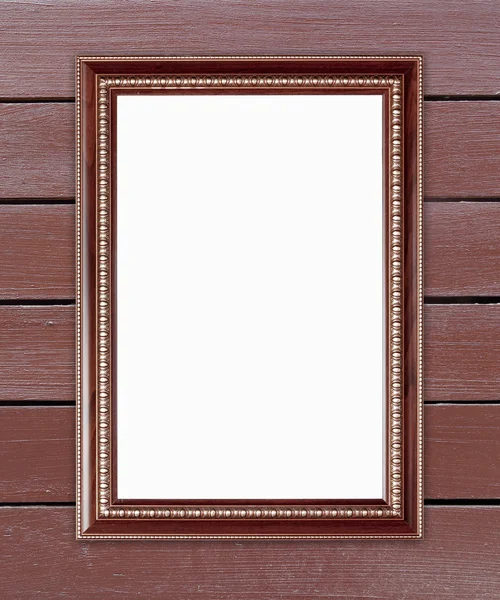 Leeg frame van hout op houten muur — Stockfoto