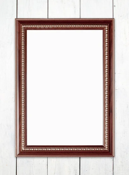 Blank wood frame on wood wall — Stock Photo, Image