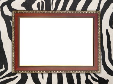 zebra doku üzerinde ahşap çerçeve 