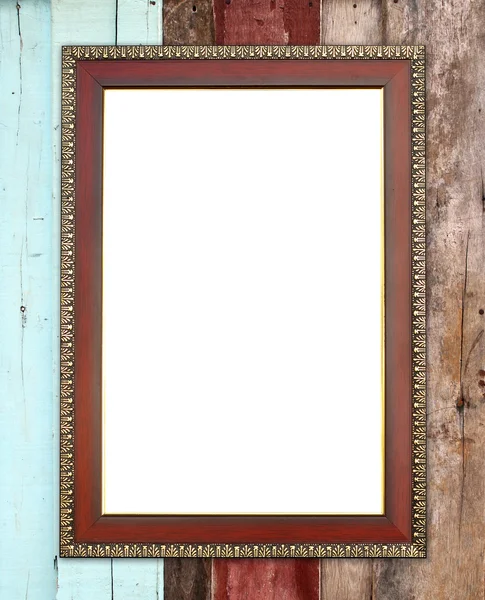 Ξύλινο πλαίσιο στον ξύλινο τοίχο — Φωτογραφία Αρχείου
