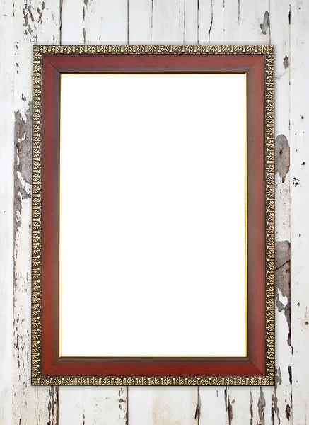 Houten frame op houten muur — Stockfoto