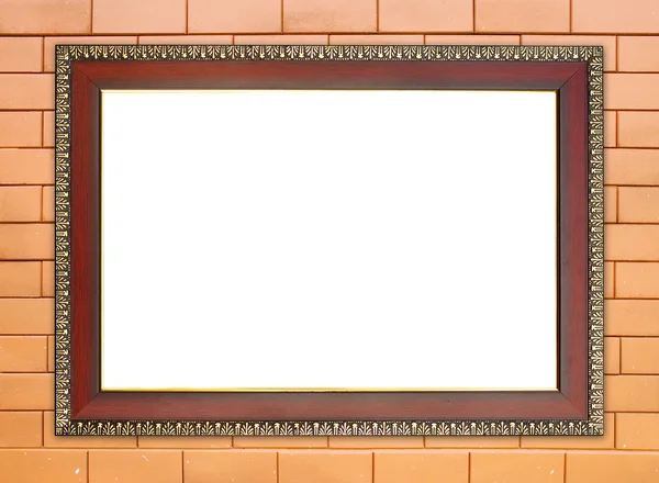 Houten frame op stenen muur — Stockfoto