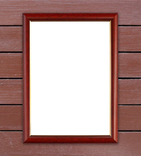 Moldura de madeira na parede de madeira — Fotografia de Stock