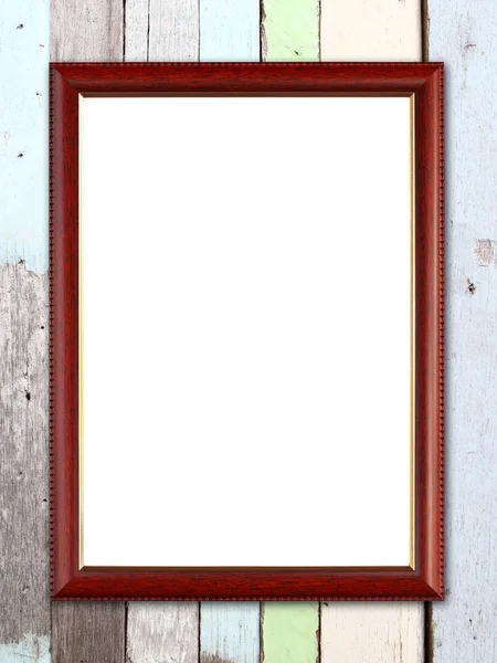 Houten frame op houten muur — Stockfoto