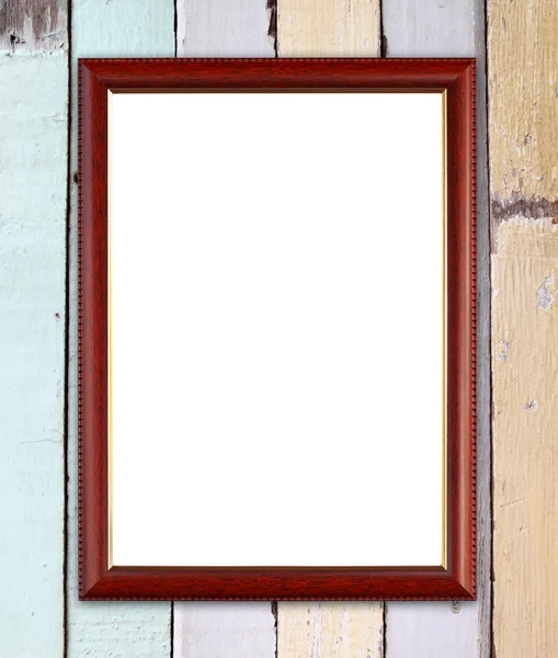 Houten frame op houten muur — Stockfoto