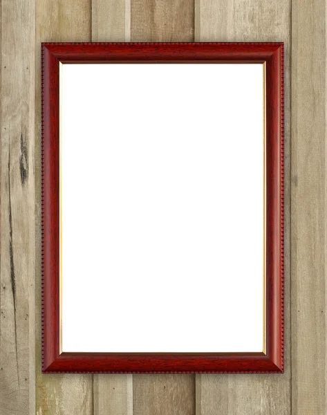 Leeg frame van hout op houten muur — Stockfoto