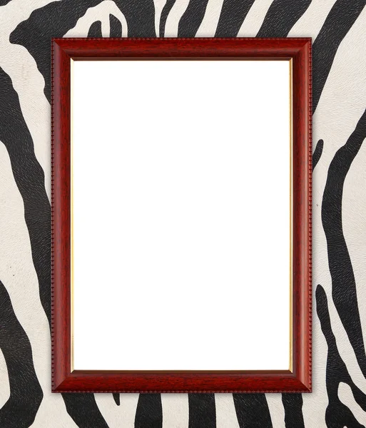 Cadru de lemn pe textura zebrei — Fotografie, imagine de stoc