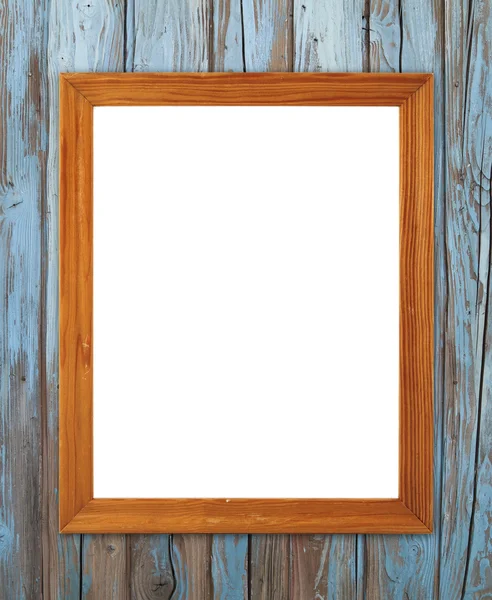 Leeg frame van hout op houten muur — Stockfoto