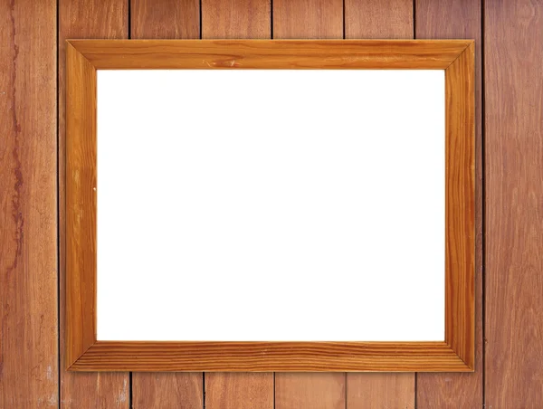 Leeg frame van hout op houten muur — Stockfoto