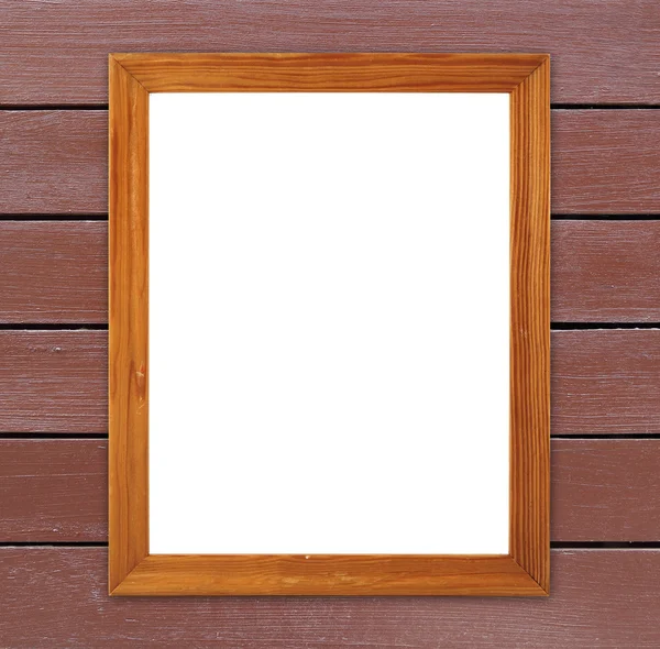 Prázdný rámeček dřevo na dřevo zeď — Stock fotografie