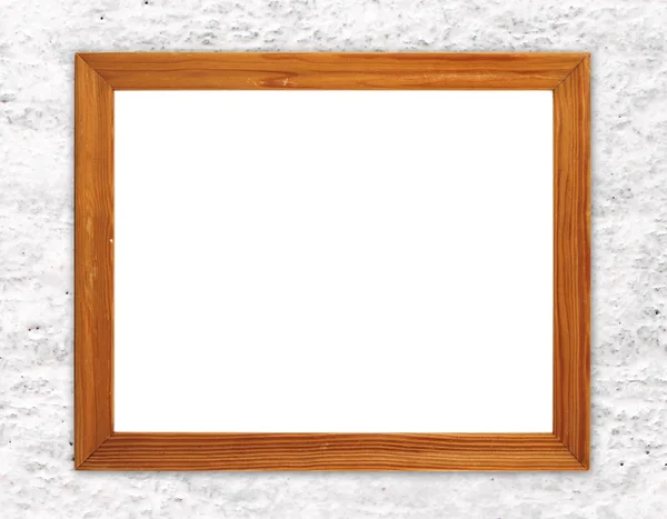 Blank wood frame on stone cement wall — Stock Photo, Image