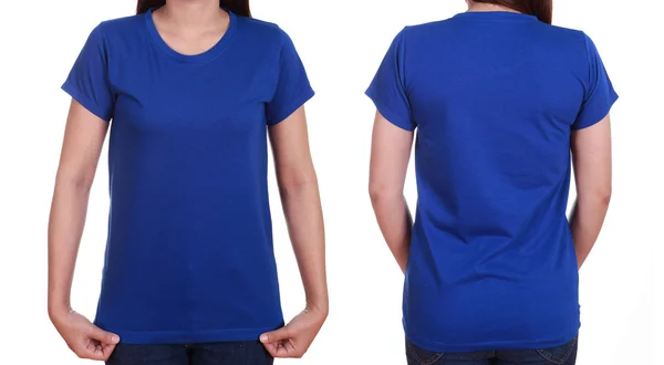 Blank t-shiet set (front, back) with female — Stock Photo, Image