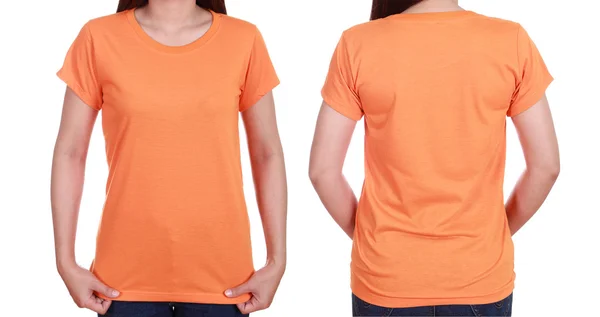 Бланк футболки (спереди, сзади) с женской — стоковое фото