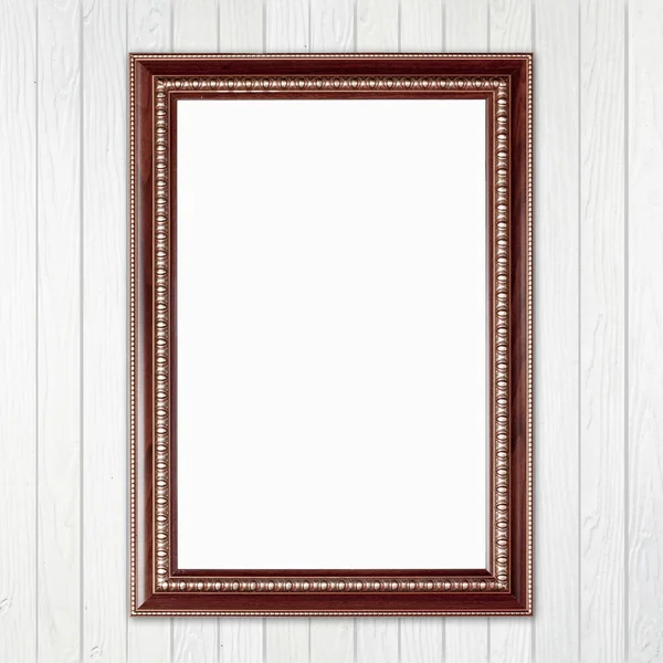 Blank wood frame on wood wall — Stock Photo, Image