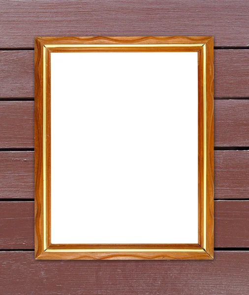 Quadro de madeira em branco na parede de madeira — Fotografia de Stock