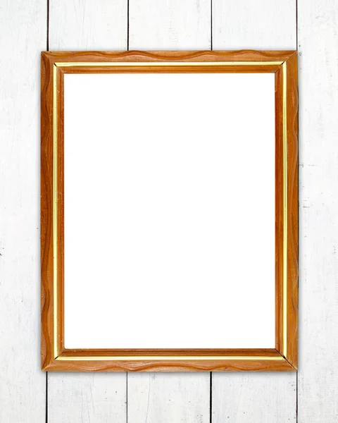 Leeg frame van hout op houten muur — Stockfoto