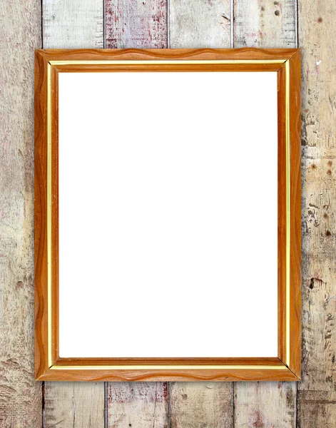 Leeg frame van hout op houten muur — Stockfoto