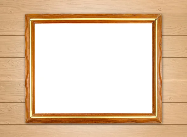 Порожня дерев'яна рамка на дерев'яній стіні — стокове фото
