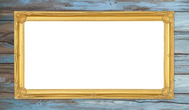 ahşap duvar zemin üzerine altın çerçeve