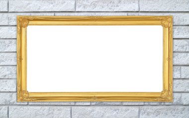 tuğla duvar zemin üzerine altın çerçeve