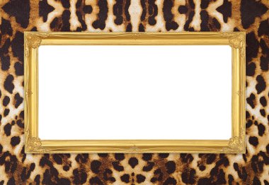 leopar doku arka plan ile altın çerçeve