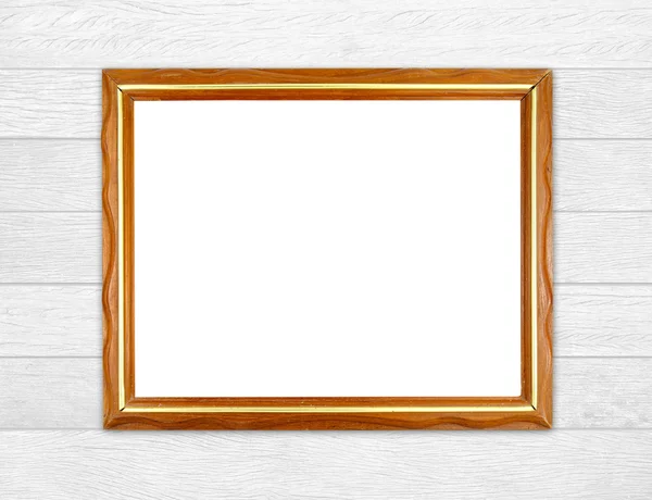 Leeg frame van hout op houten muur — Stockfoto