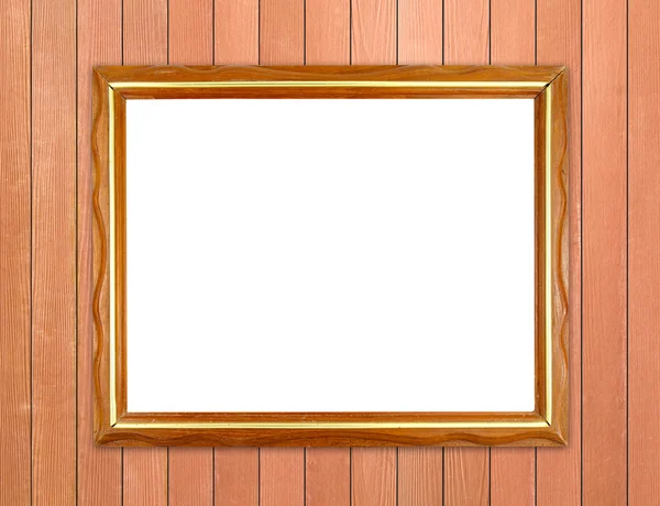 木製の壁に空白の木製フレーム — ストック写真