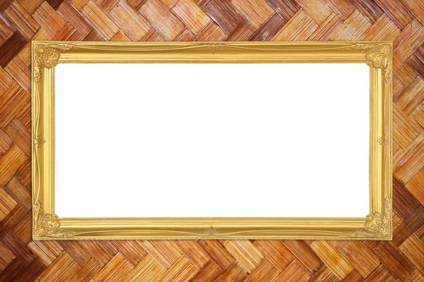 竹テクスチャ背景にゴールデン フレーム — ストック写真