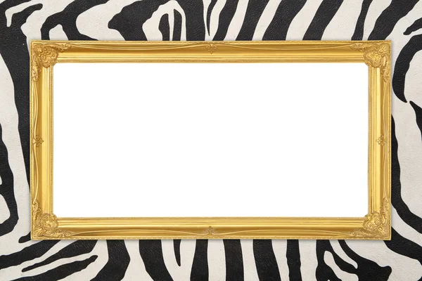 Gyllene ram med zebra textur bakgrund — Stockfoto
