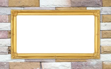 tuğla duvar zemin üzerine altın çerçeve