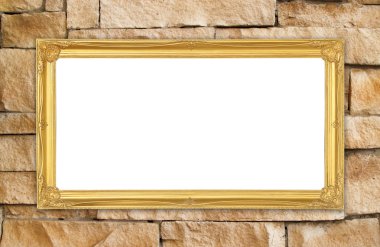 tuğla duvar zemin üzerine altın çerçeve
