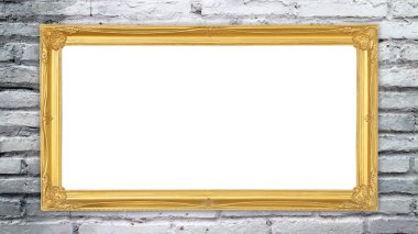 tuğla duvar zemin üzerine altın çerçeve