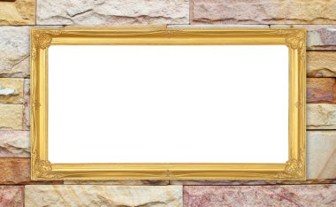 tuğla duvar zemin üzerine altın çerçeve