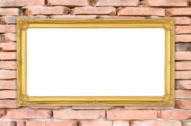 tuğla duvar zemin üzerine altın çerçeve