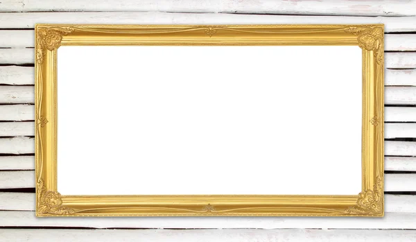 Gouden frame op bamboe muur achtergrond — Stockfoto