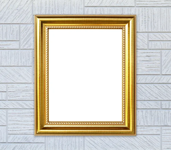 Golden frame on modern wall background — Stock Photo, Image