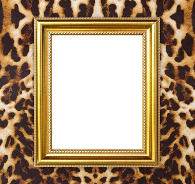 leopar doku arka plan ile altın çerçeve