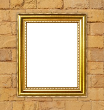 tuğla duvar zemin üzerine altın çerçeve