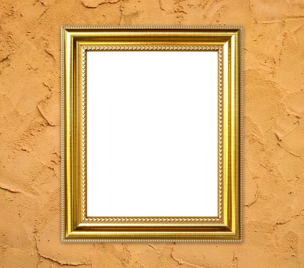 Gouden frame op cement muur achtergrond — Stockfoto