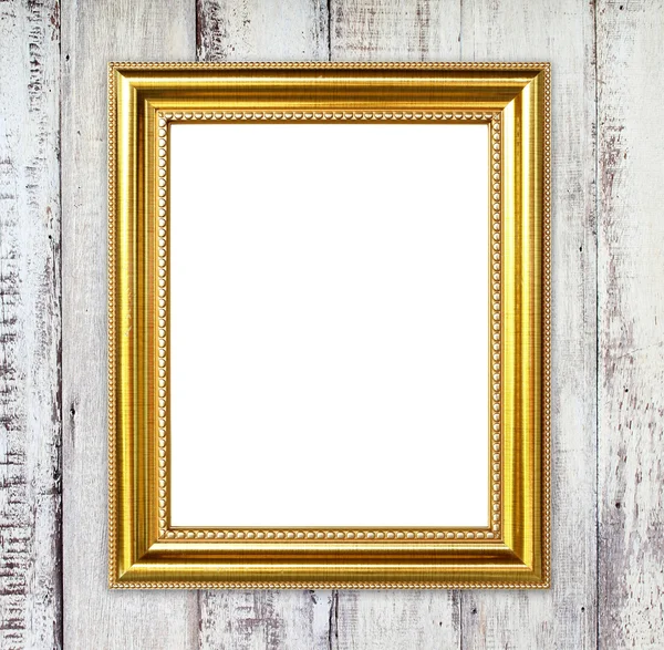 Goldener Rahmen auf Holz Wandhintergrund — Stockfoto