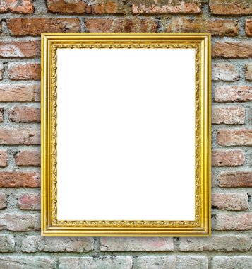tuğla duvar zemin üzerine altın çerçeve