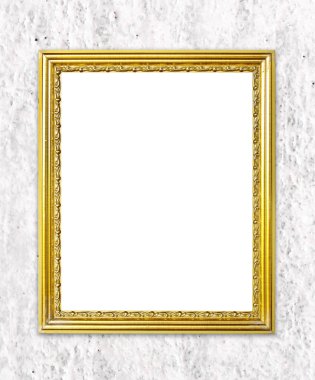 Çimento duvar zemin üzerine altın çerçeve