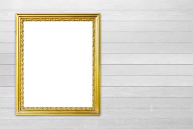 ahşap duvar zemin üzerine altın çerçeve