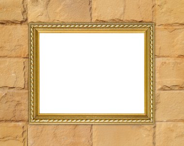 tuğla duvar zemin üzerine altın çerçeve