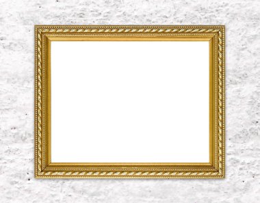 Çimento duvar arka plan boş altın çerçeve