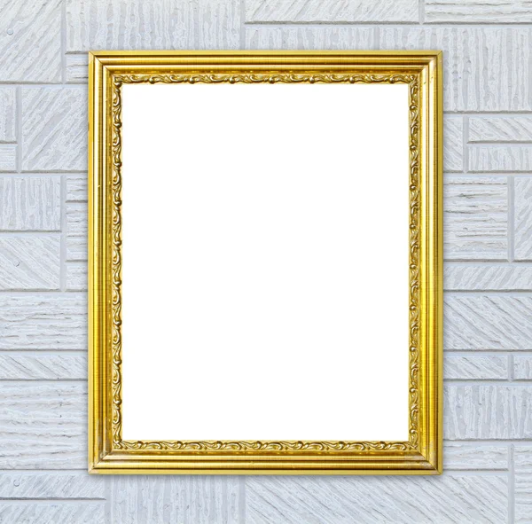 Golden frame on modern wall background — Stock Photo, Image